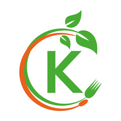 K Letter Logo circle, Vector, restaurant, Template, Icon