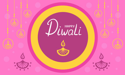 Diwali festival with Diwali diya (oil lamp). Vector Illustration for printing, backgrounds, wallpapers, covers, packaging, greeting cards, posters, stickers, textile and seasonal design.