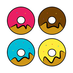 Colorful donuts illustration icon.