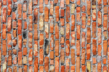 Photo texture of old and worn brick wall surface.