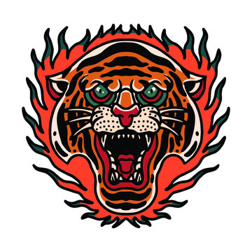Tiger Tattoo Illustration Vector Design