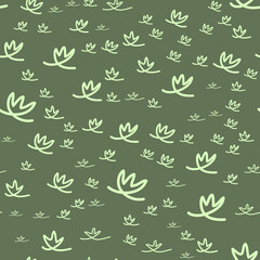Seamless pattern, green marsh leaf plant, simple design for textiles and packaging vector