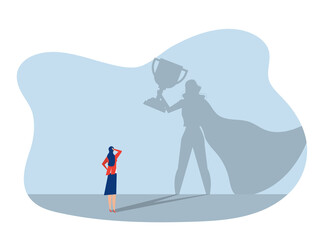 Businesswoman Watches his dream with impower woman about Victory,Success, Leadership Career Concept Vector illustration.