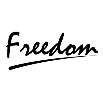Freedom Lettering on white background. Freedom Script Calligraphic.