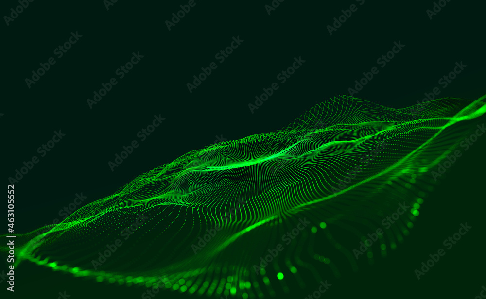 Aufkleber Neural network and cores of information. Futuristic digital wave, futuristic data stream background. Vortex data flow. Cyber funnel 3D illustration