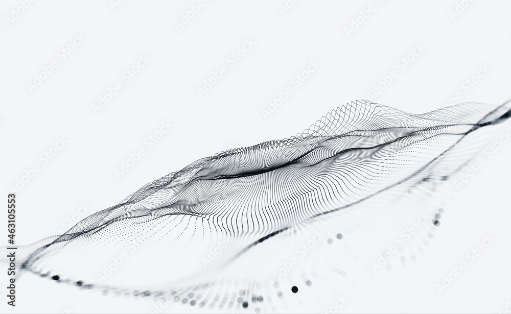 Aufkleber Digital field and dot structure 3D illustration. Coded funnel of clusters. Sorting data. Big data analytics flow. Classification of information. Calculation algorithms