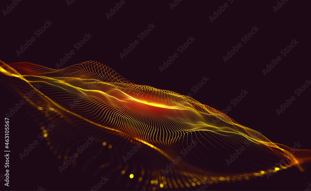 Aufkleber Digital field and dot structure 3D illustration. Coded funnel of clusters. Sorting data. Big data analytics flow. Classification of information. Calculation algorithms