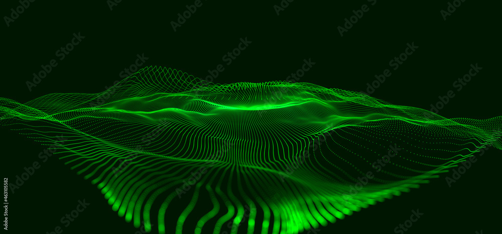 Aufkleber Digital field and dot structure 3D illustration. Coded funnel of clusters. Sorting data. Big data analytics flow. Classification of information. Calculation algorithms