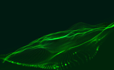 Neural network and cores of information. Futuristic digital wave, futuristic data stream background. Vortex data flow. Cyber funnel 3D illustration