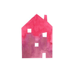 Watercolor house clip art, illustration. City, architecture, building. Simple Scandinavian style.