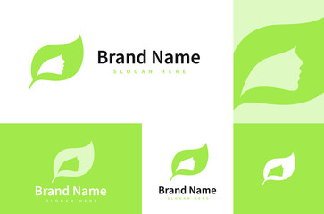 Organic Leaf Face Branding Logo Concept Design