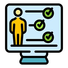 Online patient card icon. Outline online patient card vector icon color flat isolated