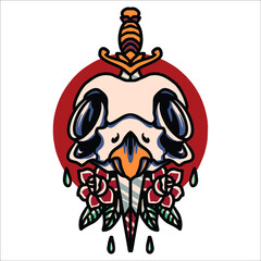 skull tattoo illustration vector design