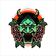 oni tattoo vector design