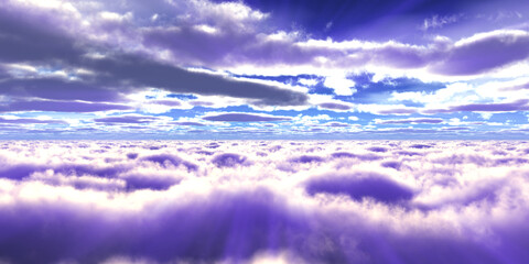 Obraz premium above clouds fly sunset sun ray