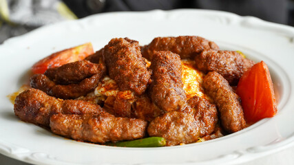 The Turkish Meatball, Kebab With Yoghurt In A Nice Plate