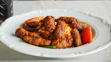 The Turkish Meatball, Kebab With Yoghurt In A Nice Plate