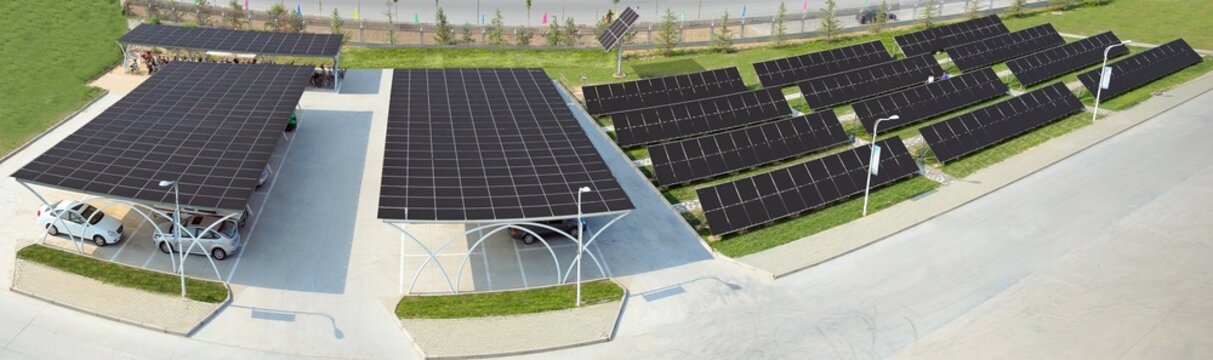 Photovoltaic carport construction and completion photos