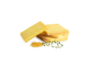 fresh yellow cheese isolated on white background with clipping path
