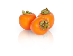 persimmon fruit isolated on white background with clipping path