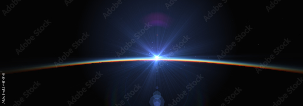 Canvas Prints earth sunrise from space over cloudy ocean. 3d rendering