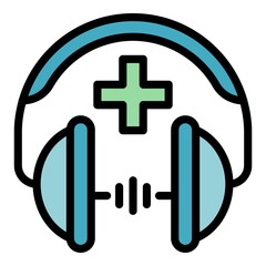 Online medicine icon. Outline online medicine vector icon color flat isolated