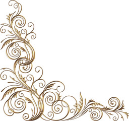 3D-image gold corner swirl floral ornament for ceiling decoration