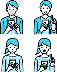 スマホを操作する人セット