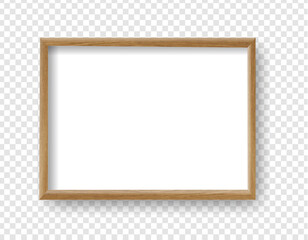 Wooden Frame Isolated Transparent Background With Gradient Background, Vector Illustration