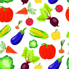 set of vegetables seamless pattern