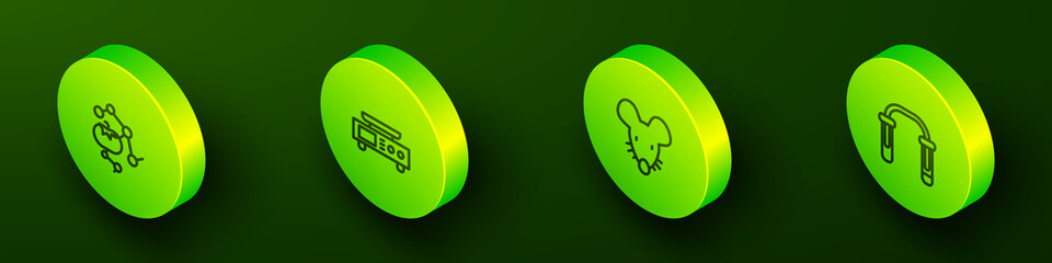 Set Isometric line Genetically modified food, Electronic scales, Experimental mouse and Test tube and flask icon. Vector