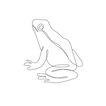recommend clip art: One line hand drawn frog. Minimalist vector illustration isolated on white background. 