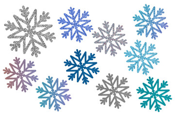 Glitter snowflakes. Winter clip art kit
