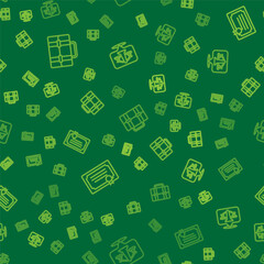 Set line Briefcase, Certificate template and Scales of justice on seamless pattern. Vector