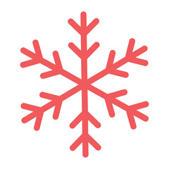Snowflake flat vector red icon. Simple illustration