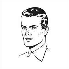 Portrait man winking at camera. Easy editable layered vector illustration.