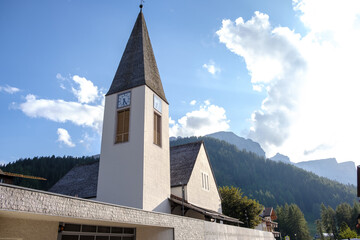 Corvara - August 2020: the Church in the center of the town