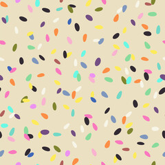 Multicolored abstract confetti seamless pattern. Bright colors tiny elements. Fun, party and celebration concept.