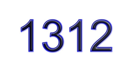 blue 1312 number 3d effect white background