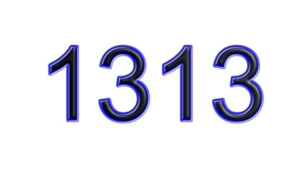 blue 1313 number 3d effect white background