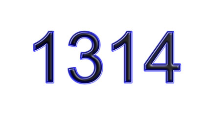 blue 1314 number 3d effect white background