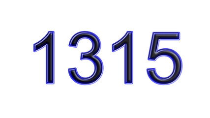 blue 1315 number 3d effect white background
