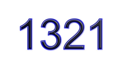 blue 1321 number 3d effect white background