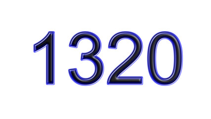 blue 1320 number 3d effect white background