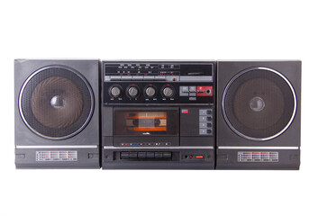 Fototapeta na wymiar cassette tape recorder on a white background