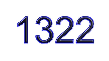 blue 1322 number 3d effect white background