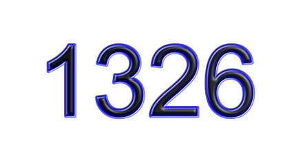 blue 1326 number 3d effect white background