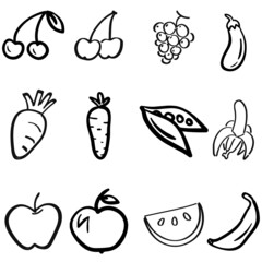 fruits and vegetables icons set