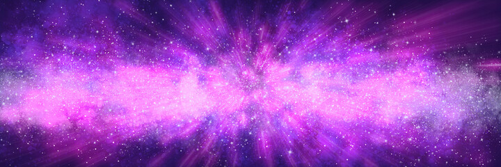 Space background with realistic nebula and lots of shining stars. Infinite universe and starry night. Colorful cosmos with stardust and the Milky Way. Magical color galaxy.