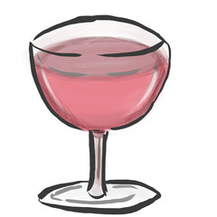 手描きワイングラス　イラスト